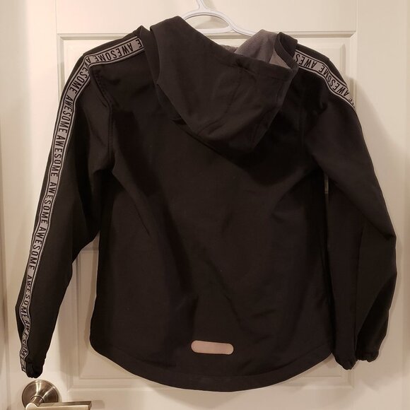 Athletic Works Boy's Black Grey Fleece Hooded Jacket - Size Large or 10/12 - Picture 3 of 10